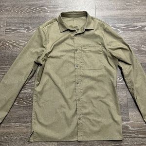 Lululemon Commission Long Sleeve Button Down Shirt Men’s Small oxford brown tan